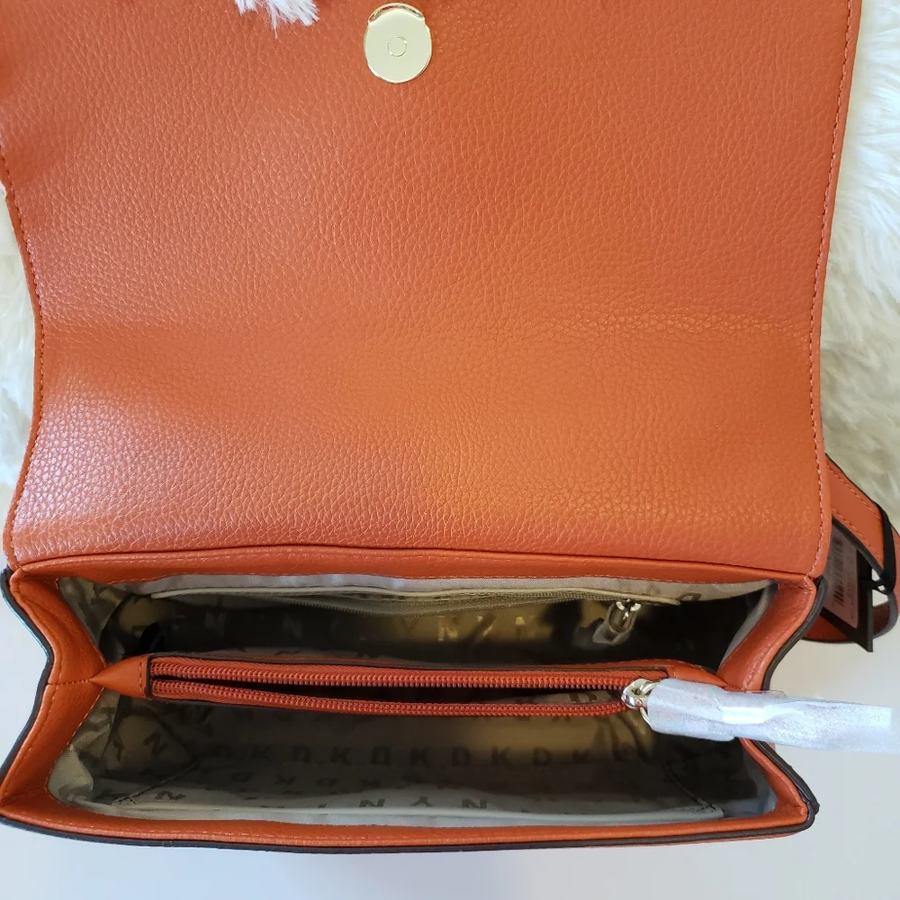 DKNY Sina Vegan Leather Papaya Medium Shoulder Bag--NWT
